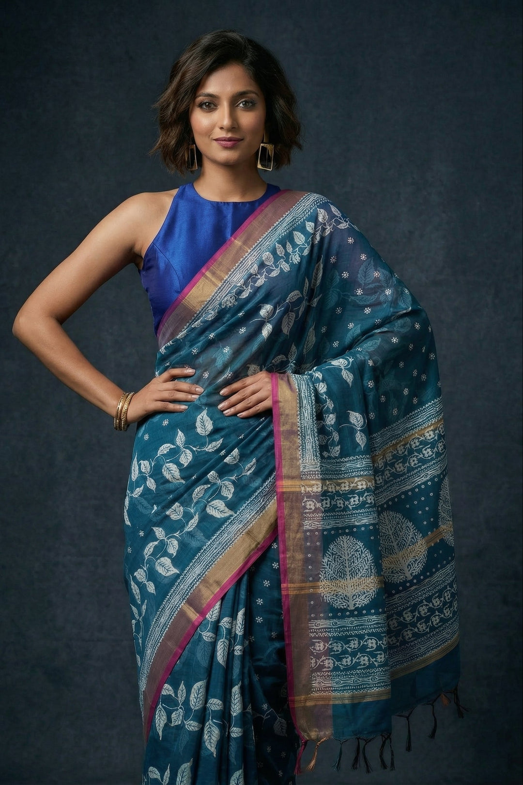 Tulir Tan Cotton Silk Saree