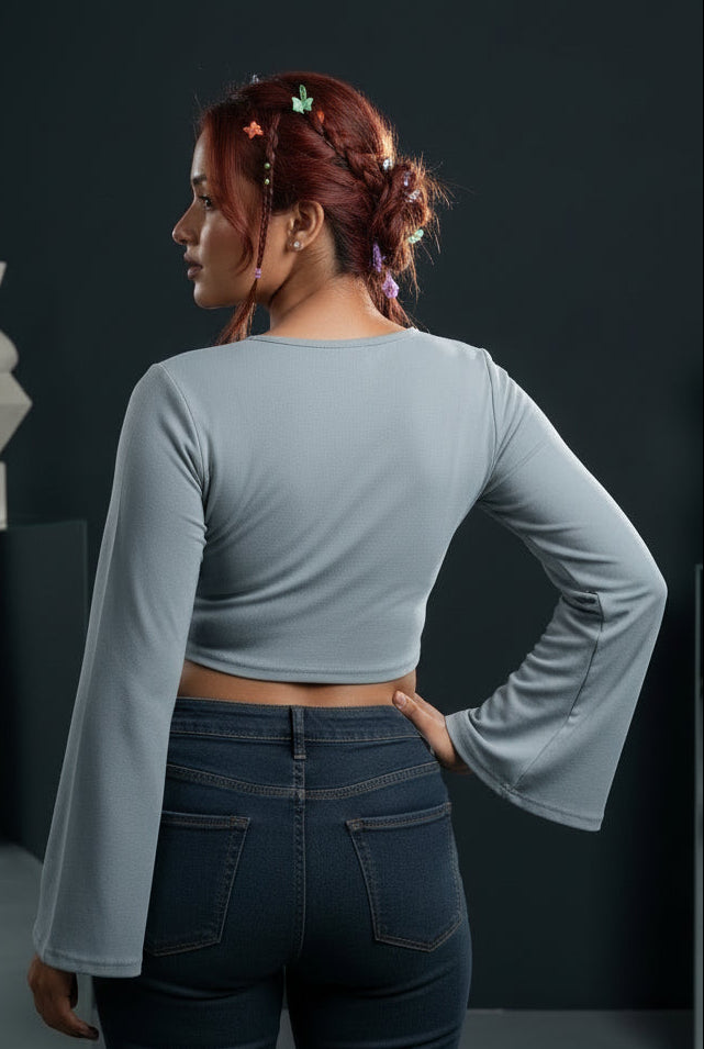 80s Style Crop Western Top