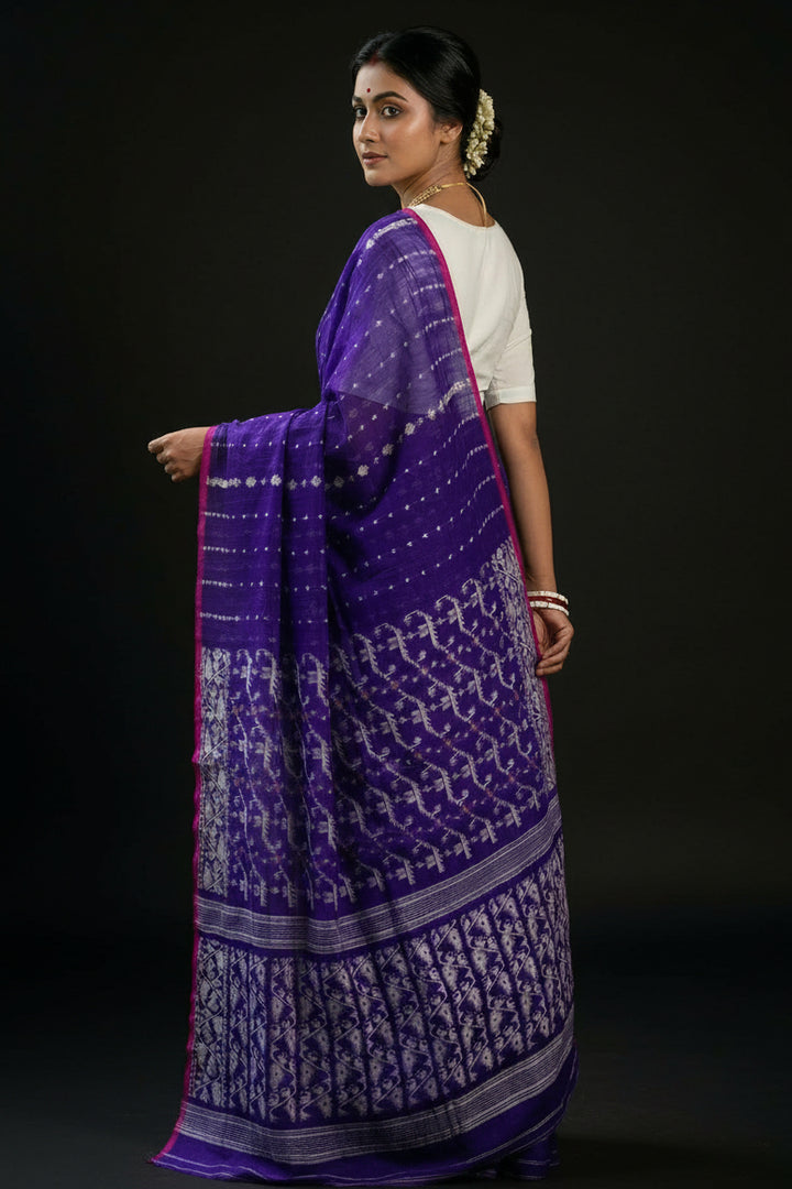 Shatarupa Bengal Jamdani Saree (Purple Saree Pink Border)