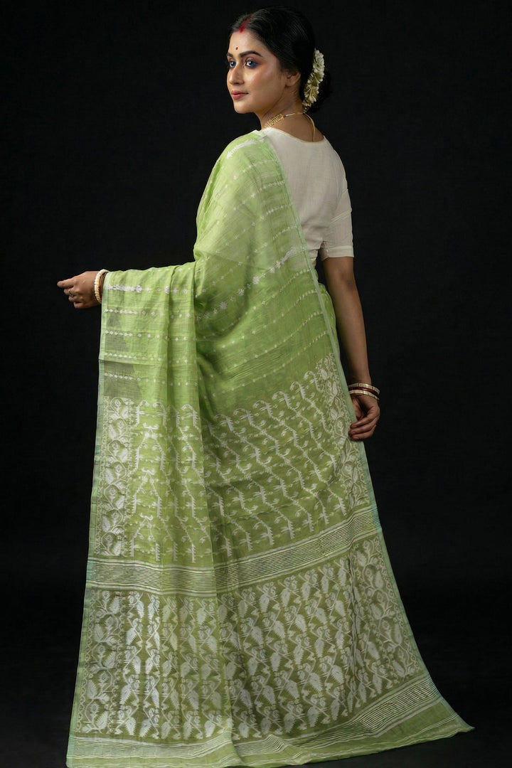 Shatarupa Bengal Jamdani Saree (Pista)