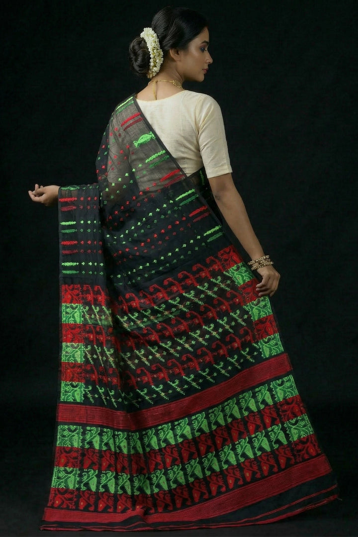 Shatarupa Bengal Jamdani Saree (Black)