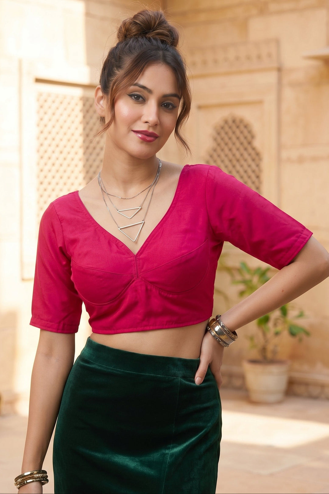Let me yours vichitra silk blouse