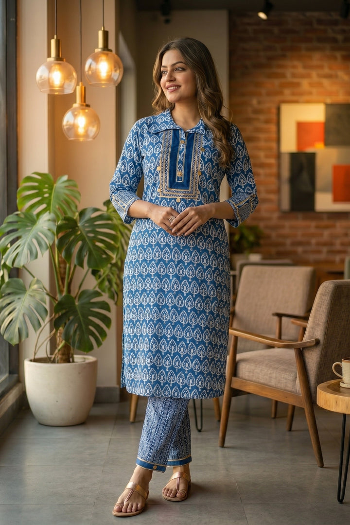 Indigo Gini Kurti Set