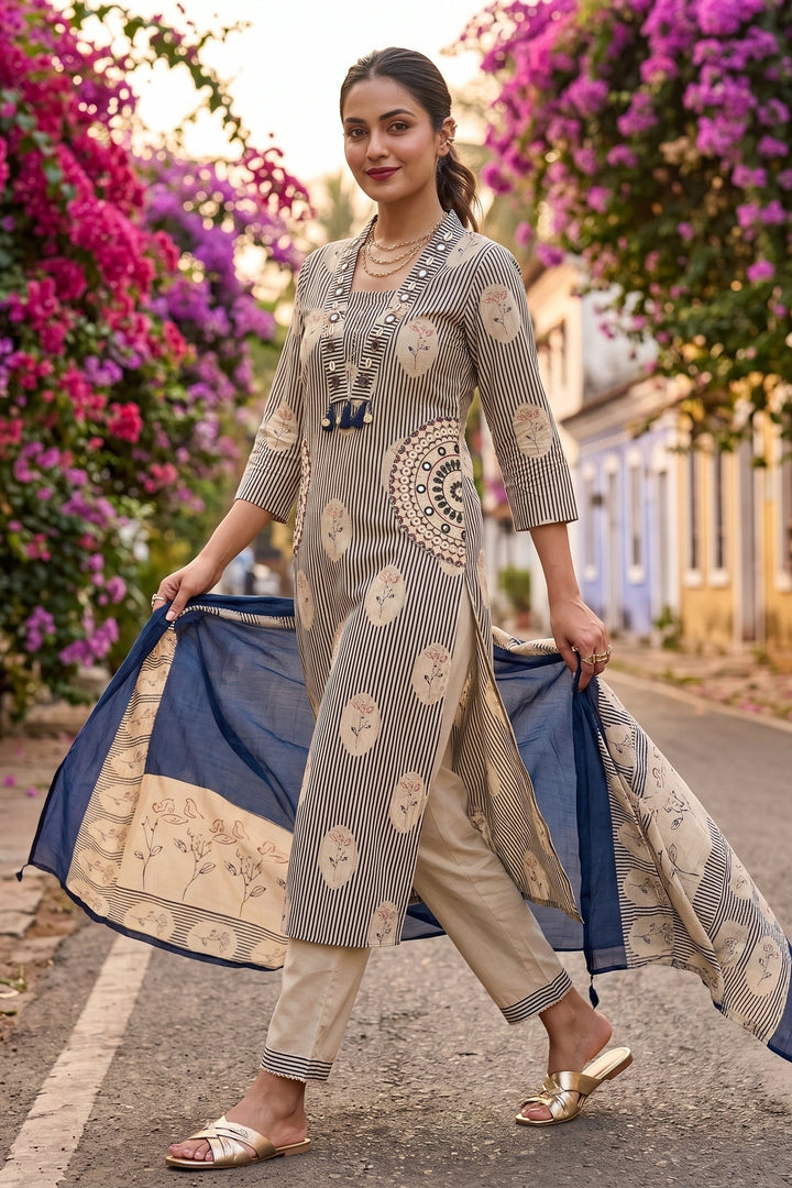 Mermaid Mood Cotton Kurti Set