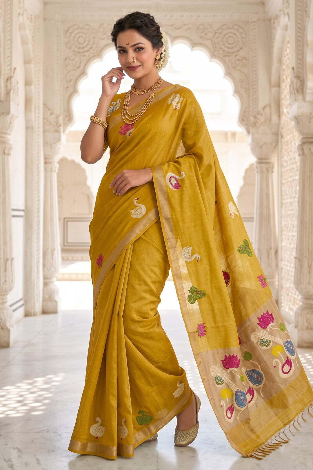 Beena Bandana Tissu Paithani Silk Linen Banarasi Saree