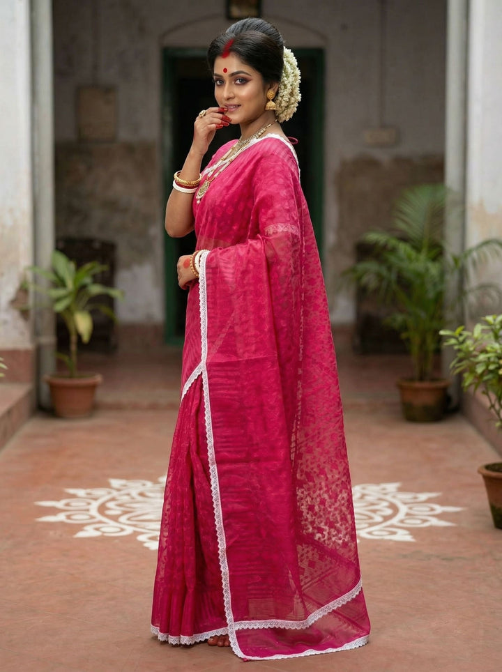 Binodini Bengal Jamdani Saree(Pink)