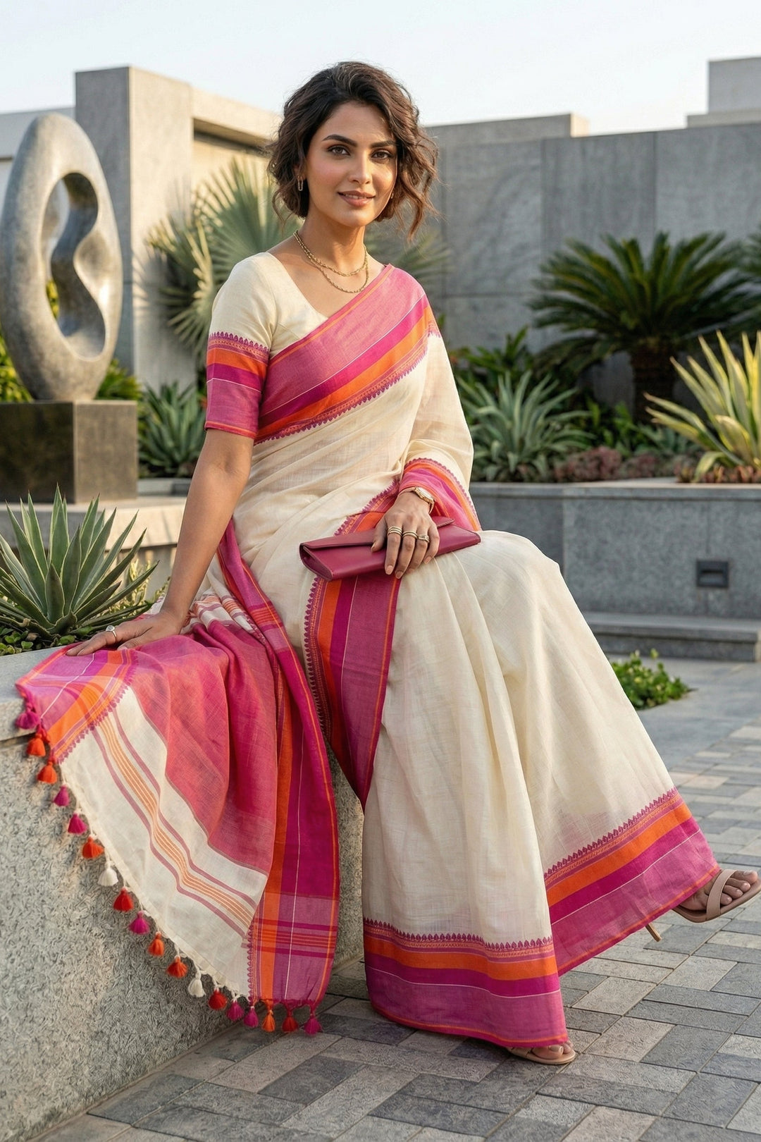 Snigdha Probha Dhaniyakhali Khadi Cotton Saree