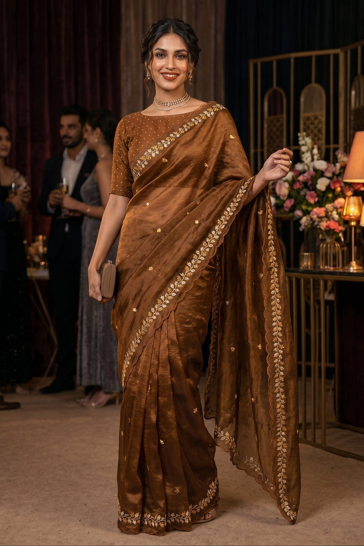 Golden Leaf Affair Crush Silk Saree