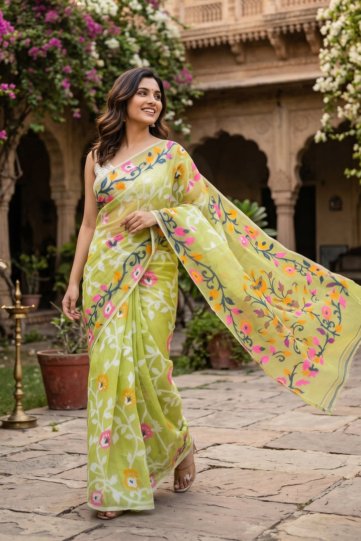 Neel Megh Dhakai Jamdani Saree