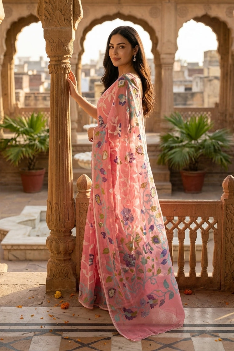 Neel Megh Dhakai Jamdani Saree