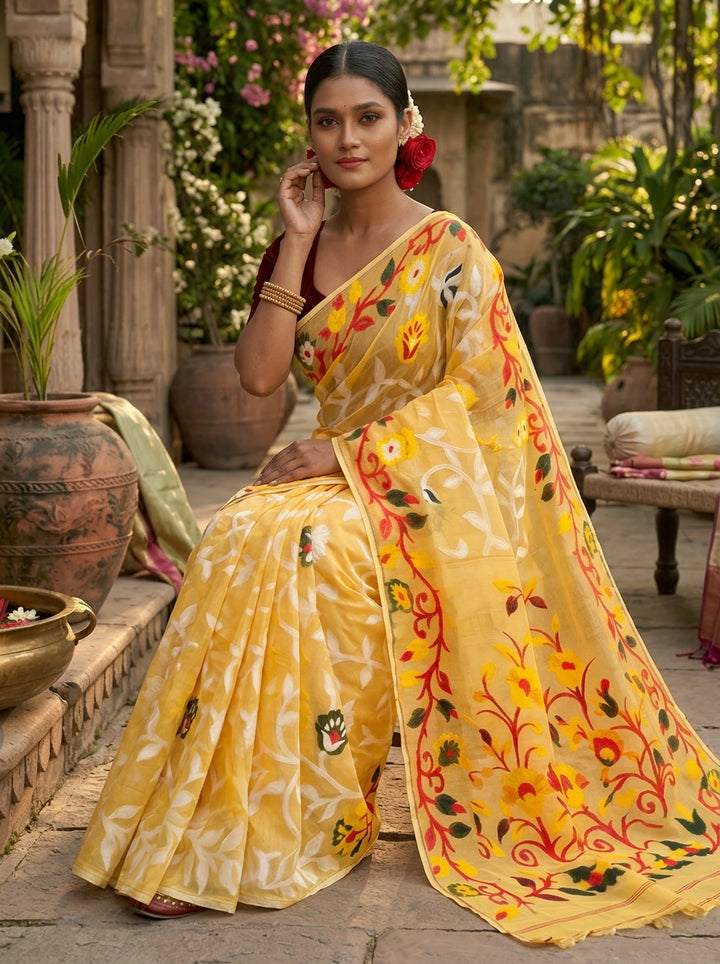 Neel Megh Dhakai Jamdani Saree