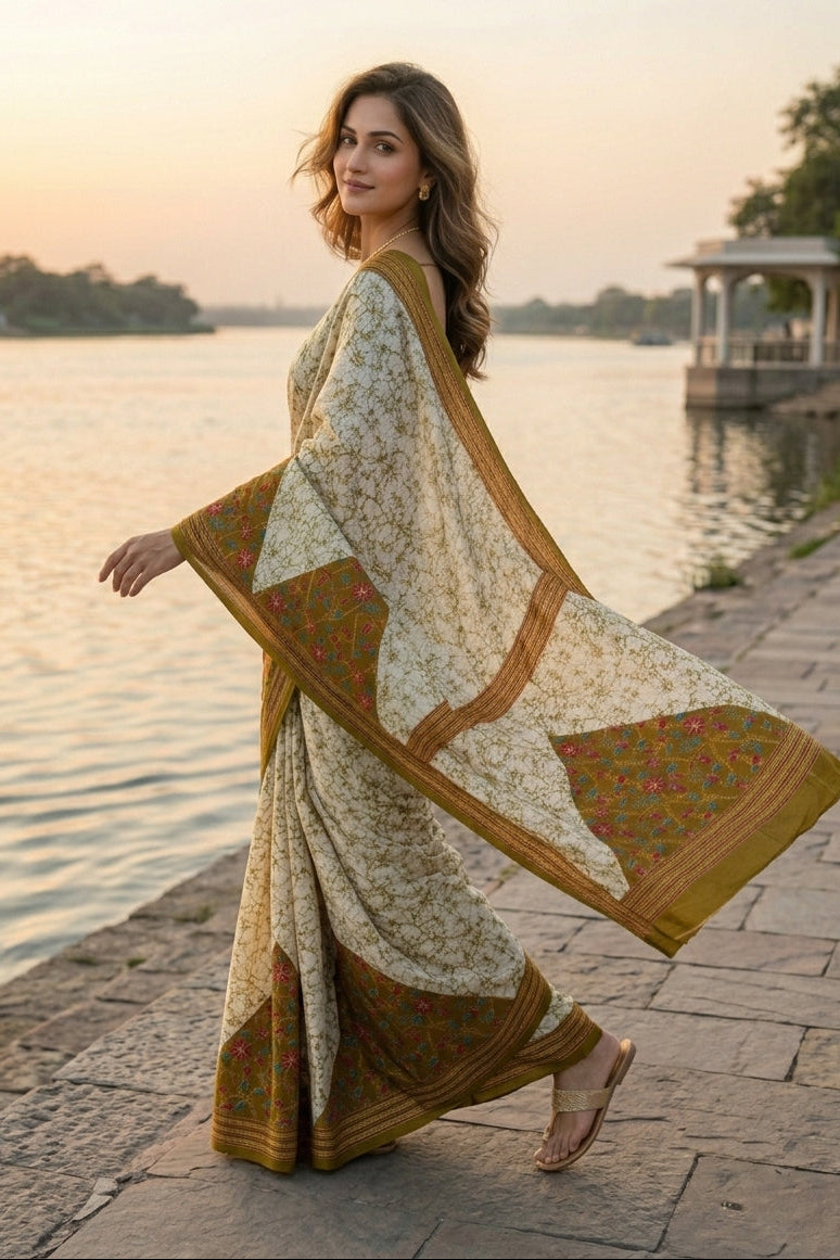 Trikon Ranga Fancy Silk Saree
