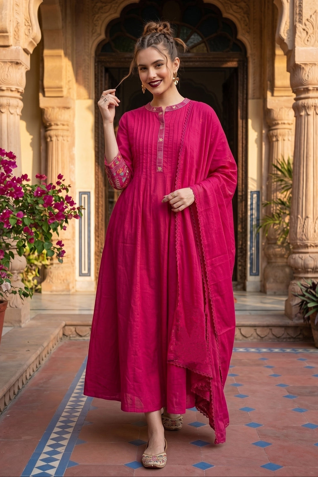 Summer Elegance Cotton Kurti Set