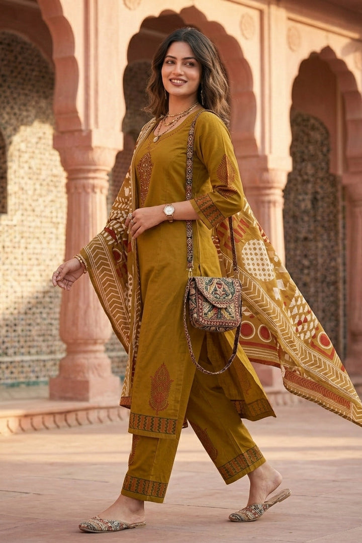 Glow Season Drop Cotton Kurti Set