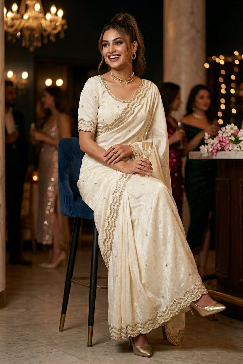 Ethnic Spiral Fancy Silk Saree
