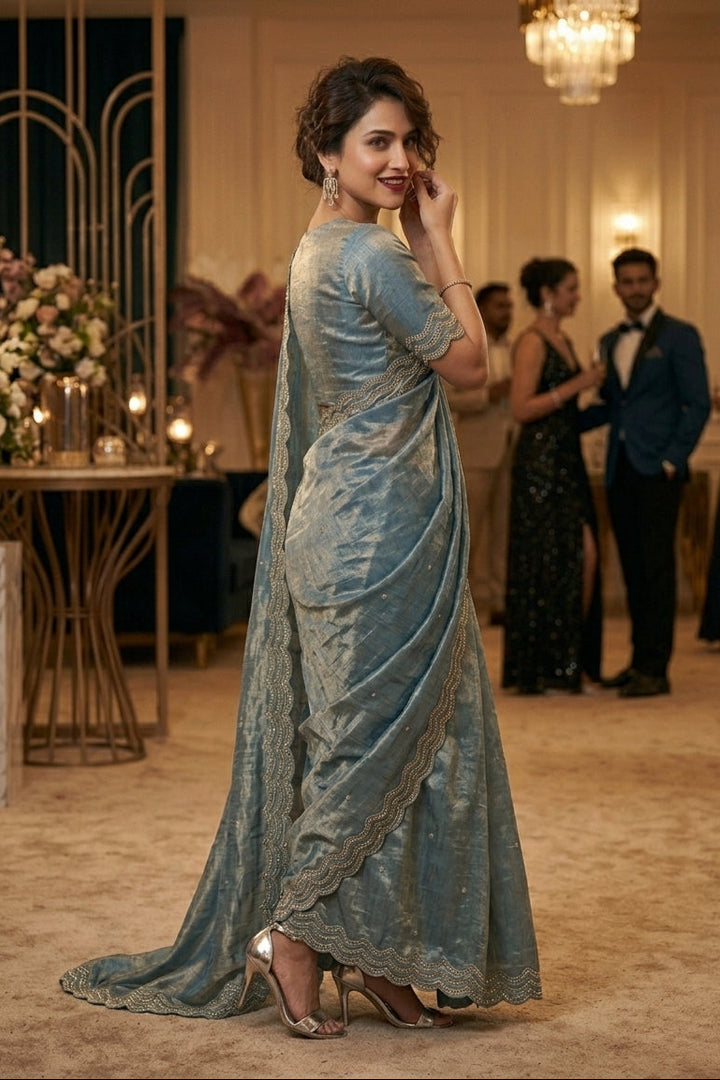 Ethnic Spiral Fancy Silk Saree