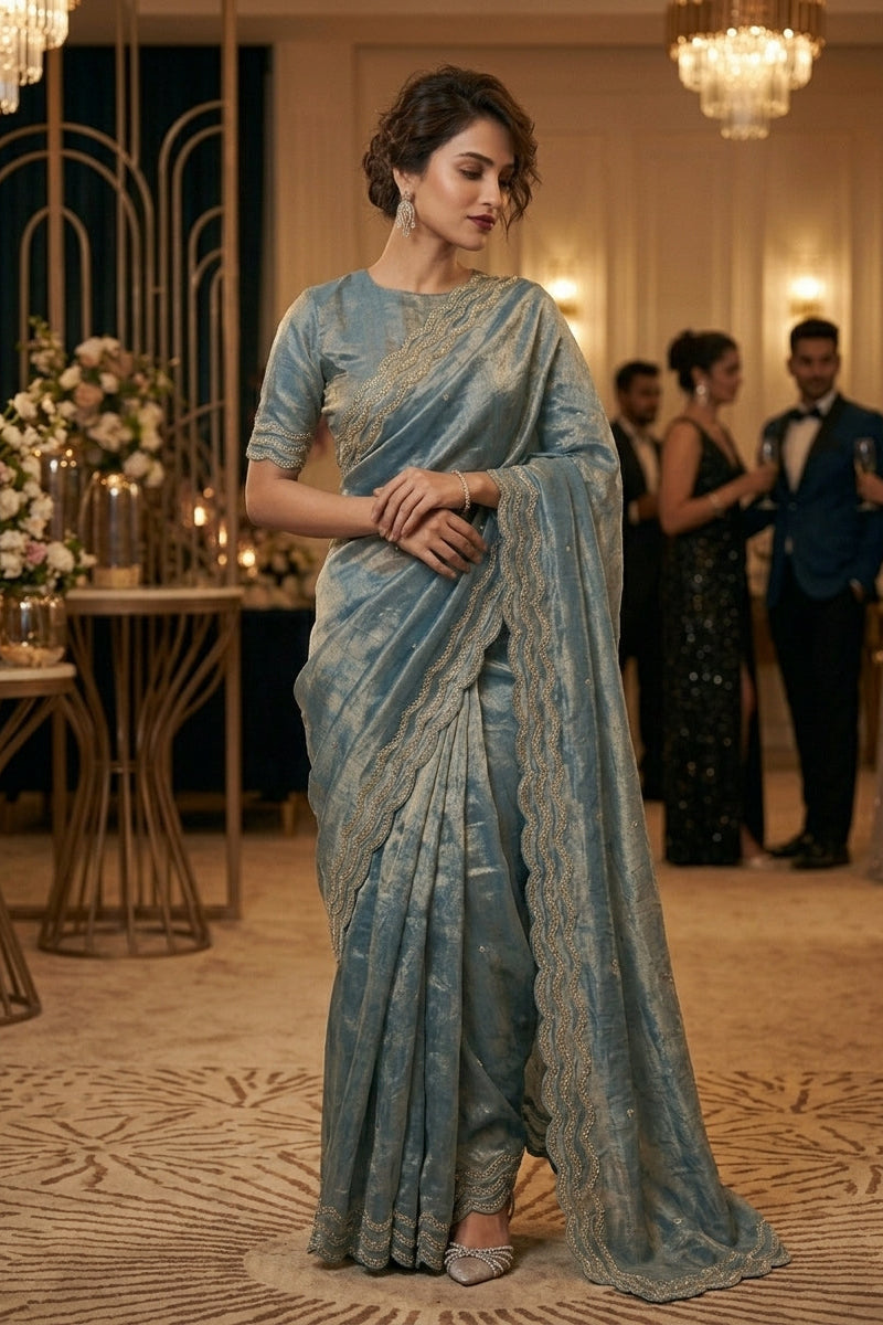 Ethnic Spiral Fancy Silk Saree