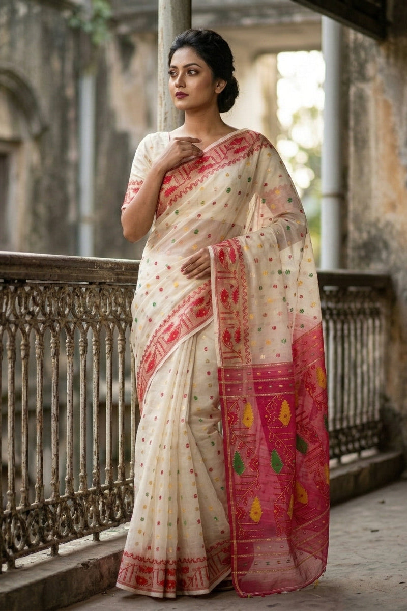 Swarnalekha Dhakai Jamdani Saree
