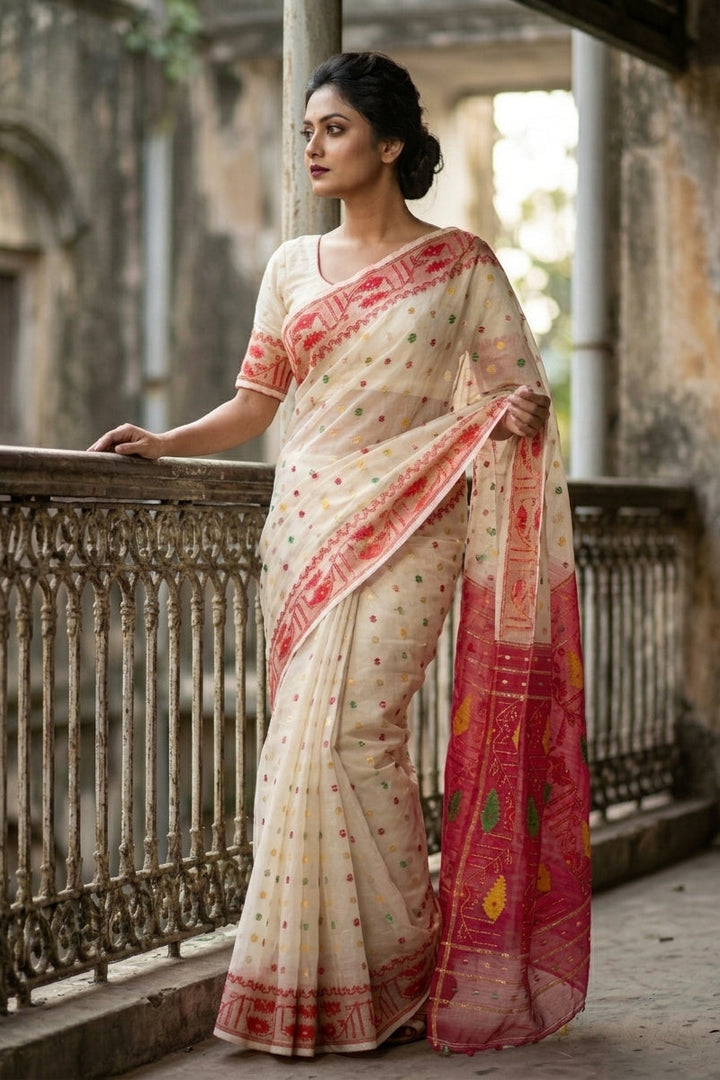 Swarnalekha Dhakai Jamdani Saree