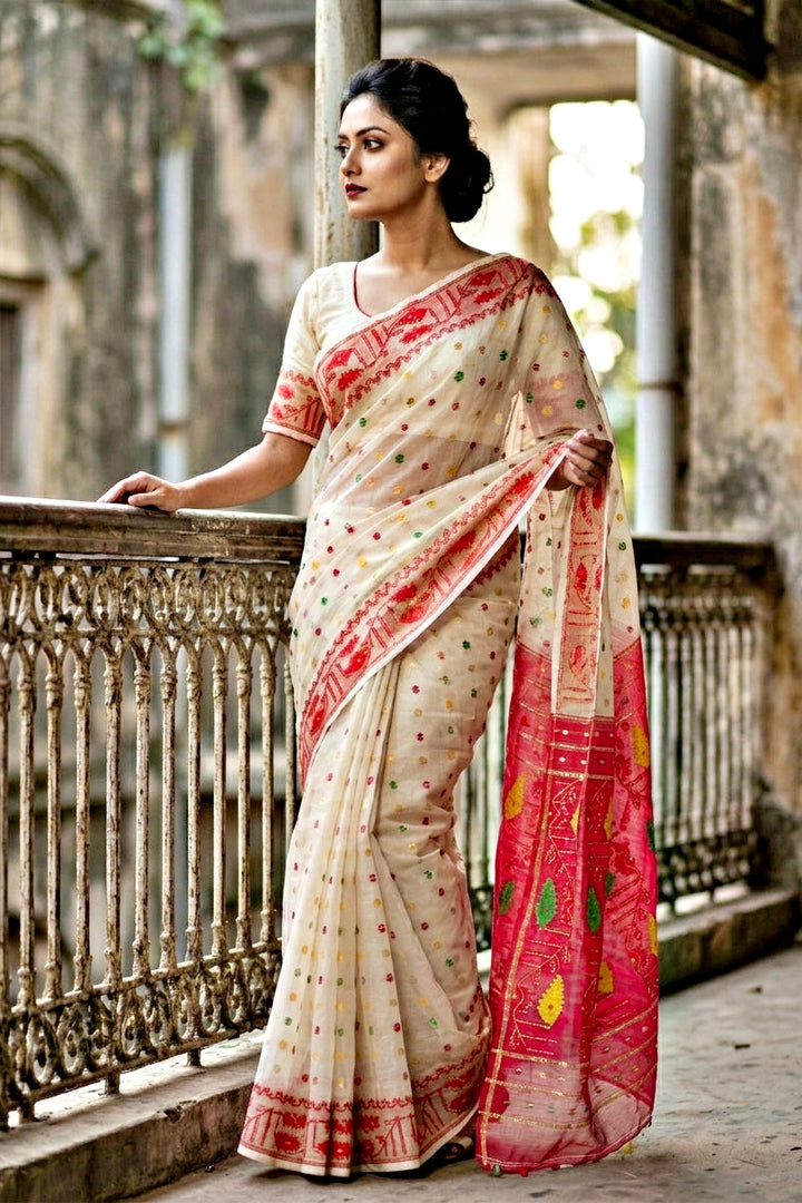Swarnalekha Dhakai Jamdani Saree