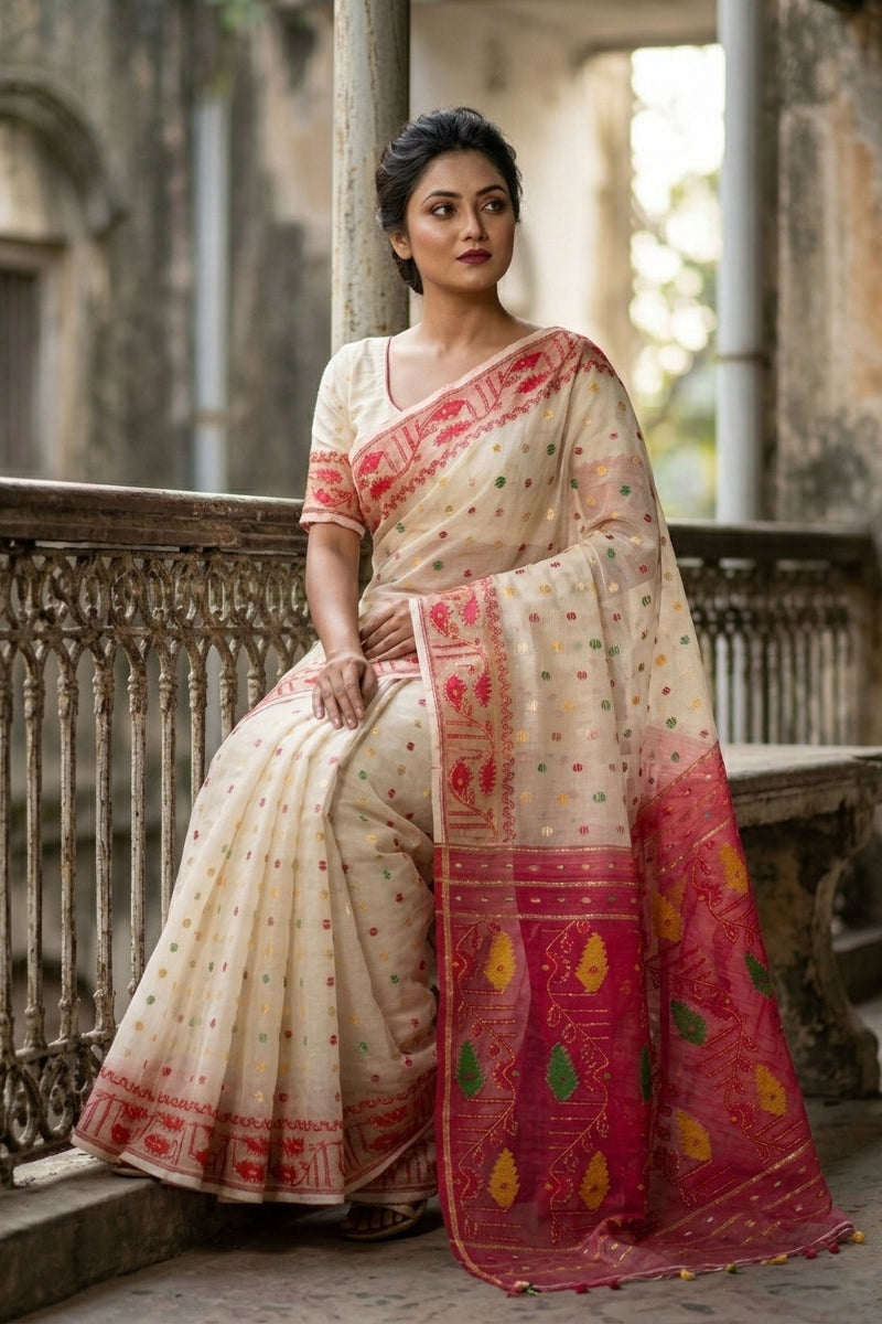 Swarnalekha Dhakai Jamdani Saree
