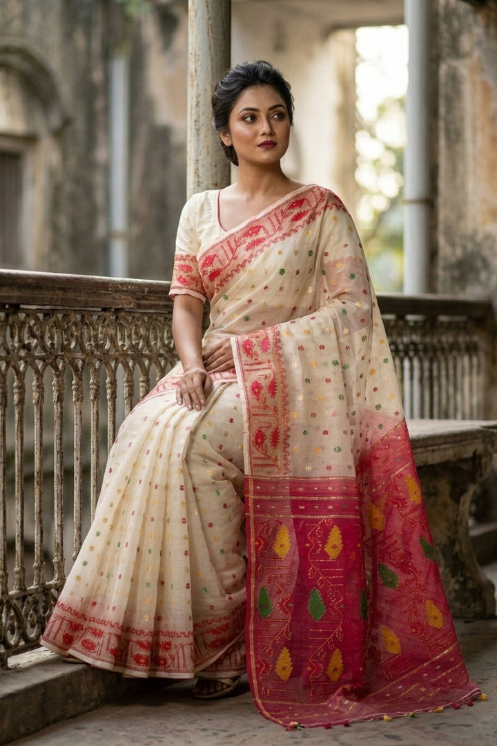 Swarnalekha Dhakai Jamdani Saree