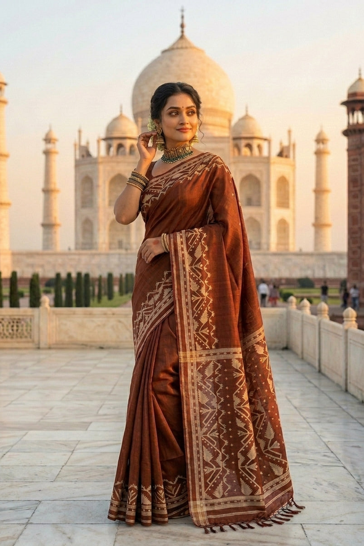 Pother Panchali Gachi Tussar Jamdani Saree
