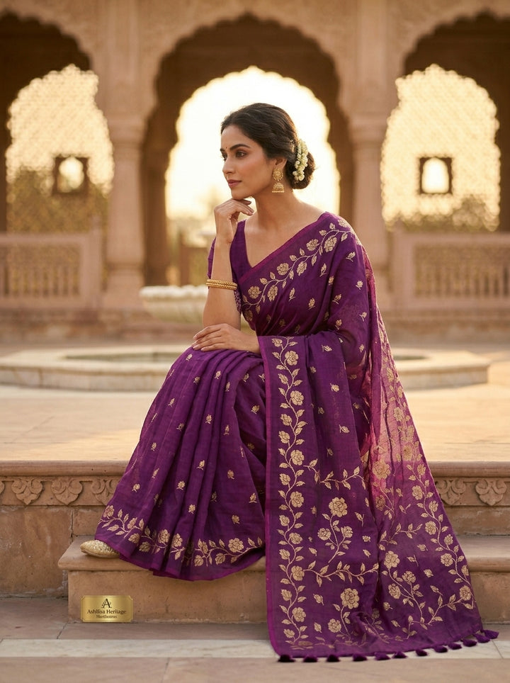 Pushpakunj Pure Mul Cotton Saree