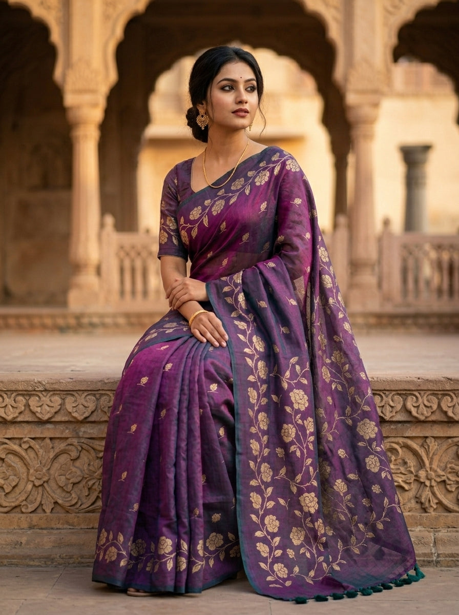 Pushpakunj Pure Mul Cotton Saree