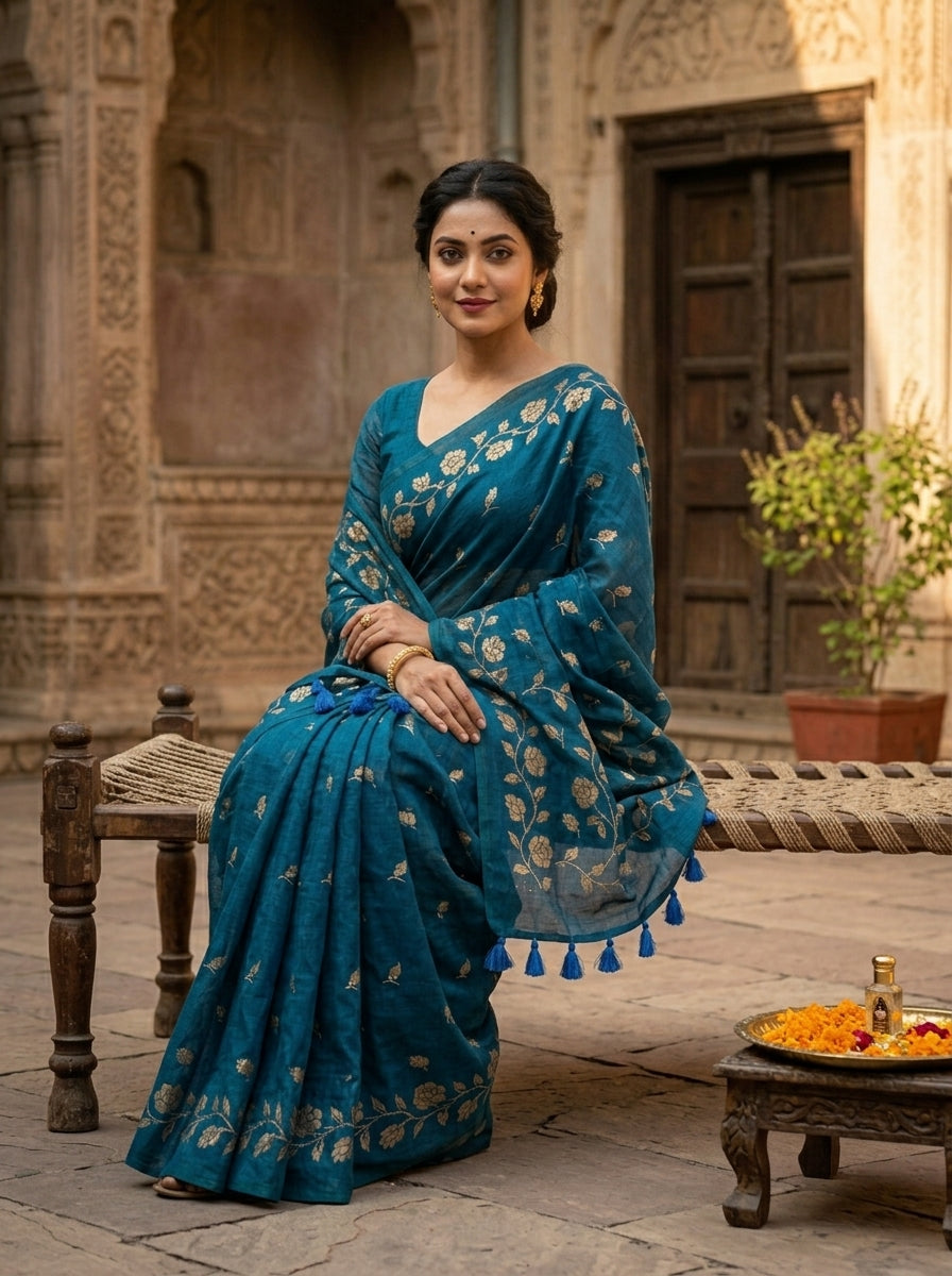 Pushpakunj Pure Mul Cotton Saree