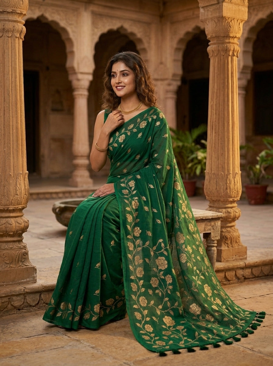 Pushpakunj Pure Mul Cotton Saree
