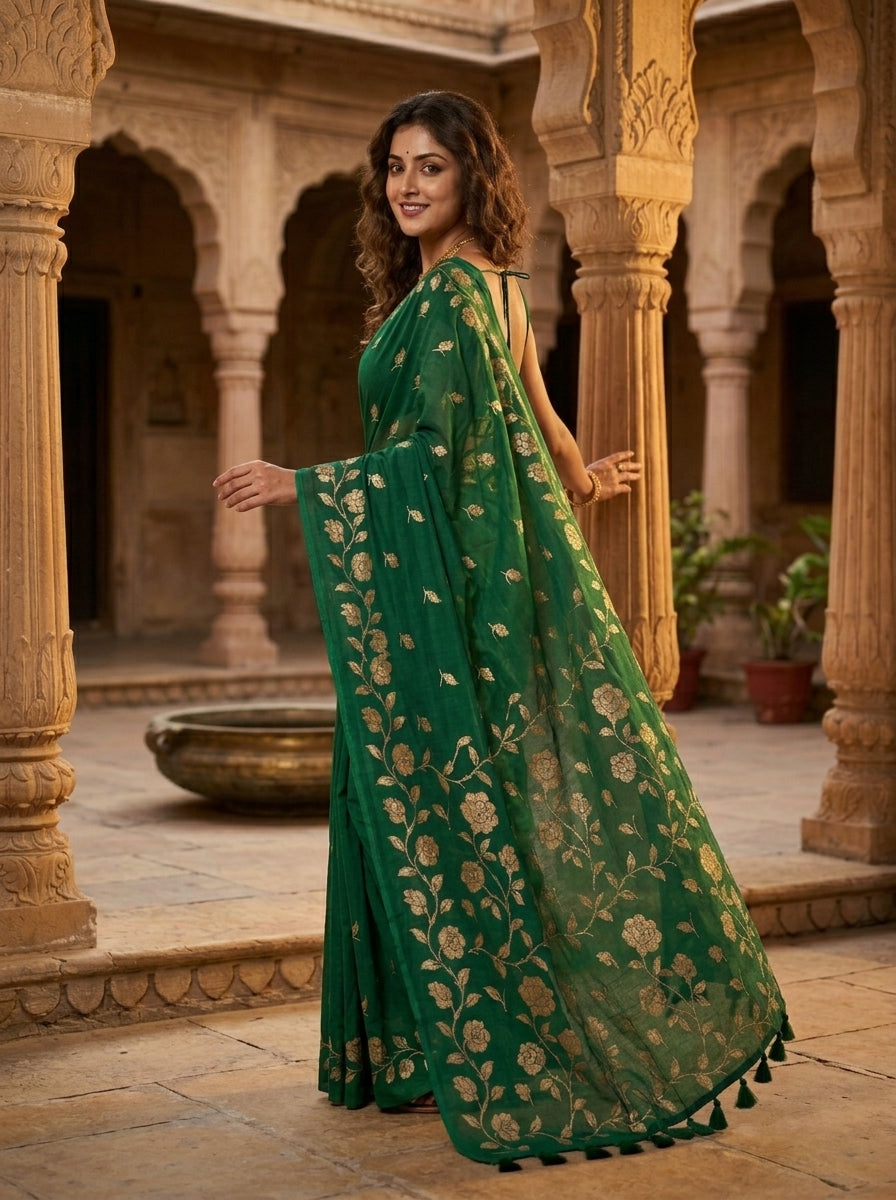 Pushpakunj Pure Mul Cotton Saree