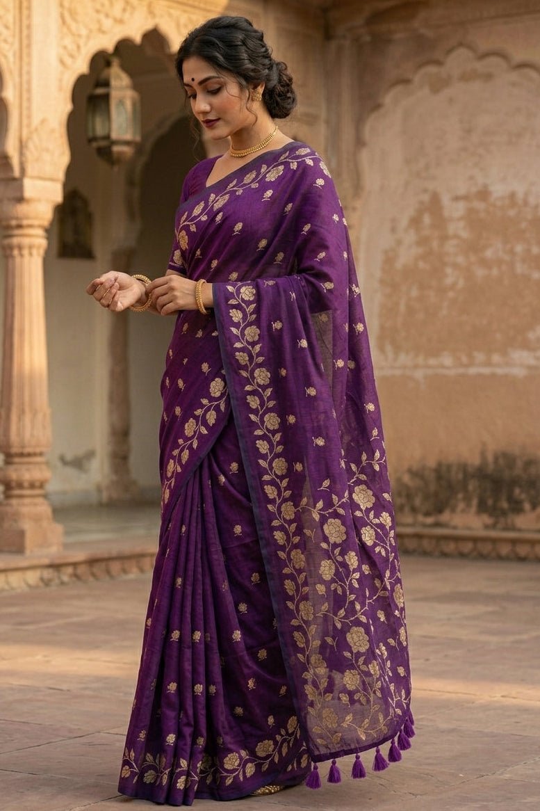Pushpakunj Pure Mul Cotton Saree