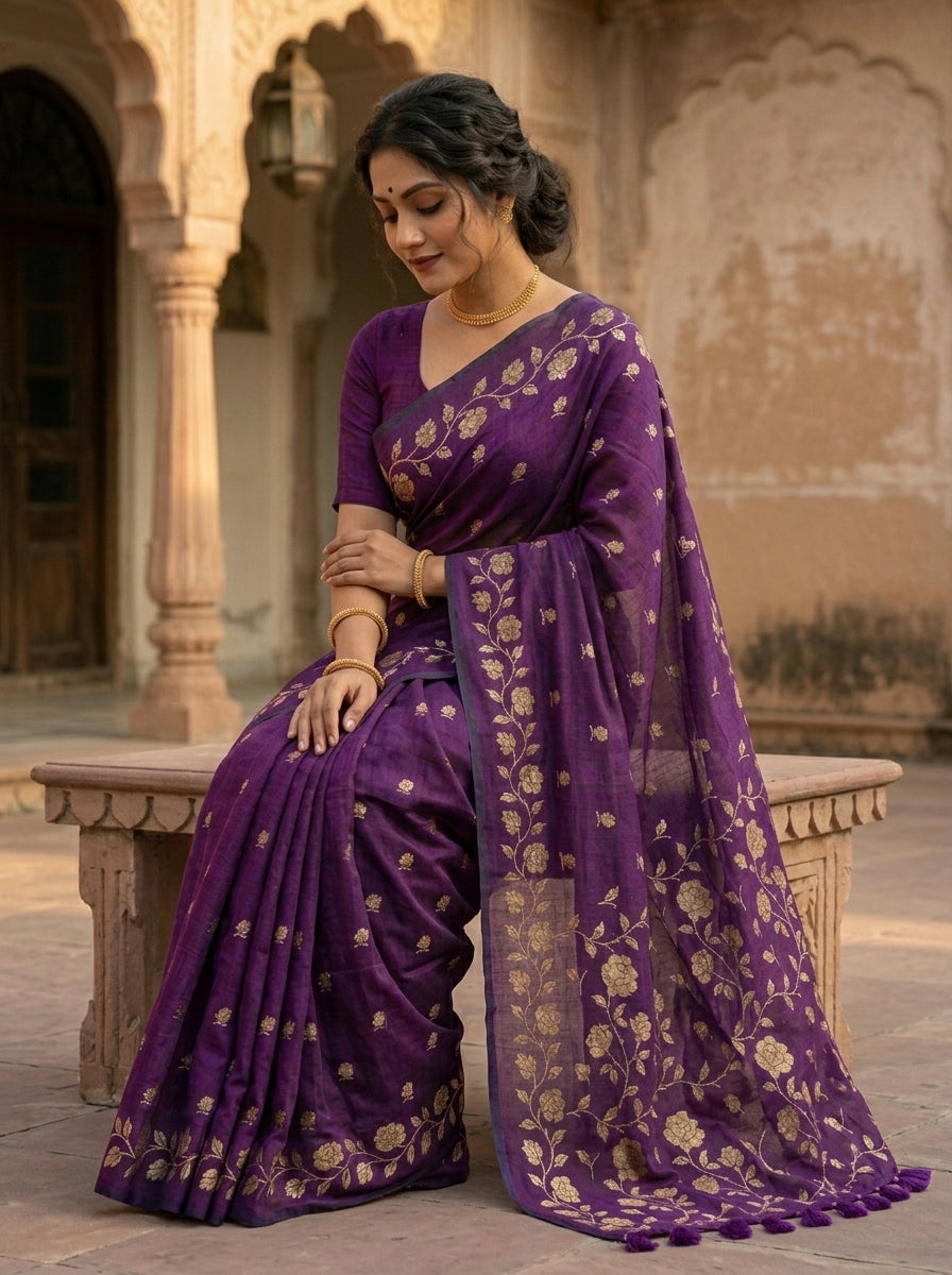Pushpakunj Pure Mul Cotton Saree