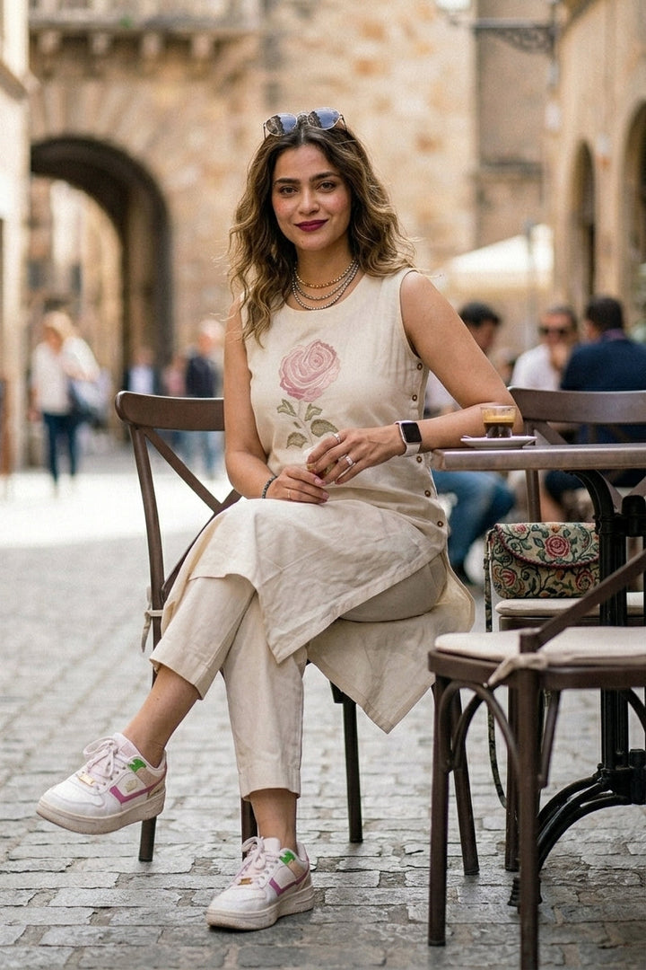 Twill & Thread Cotton Kurti Set