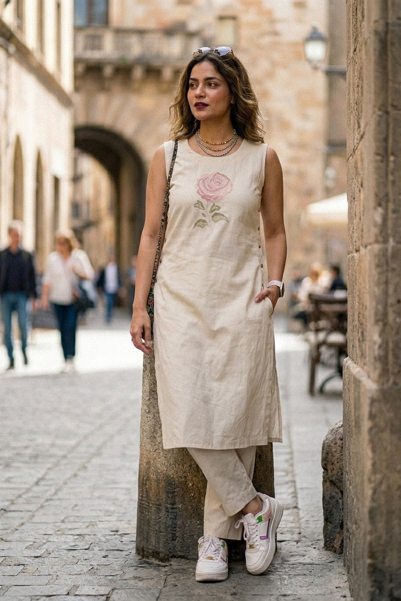 Twill & Thread Cotton Kurti Set