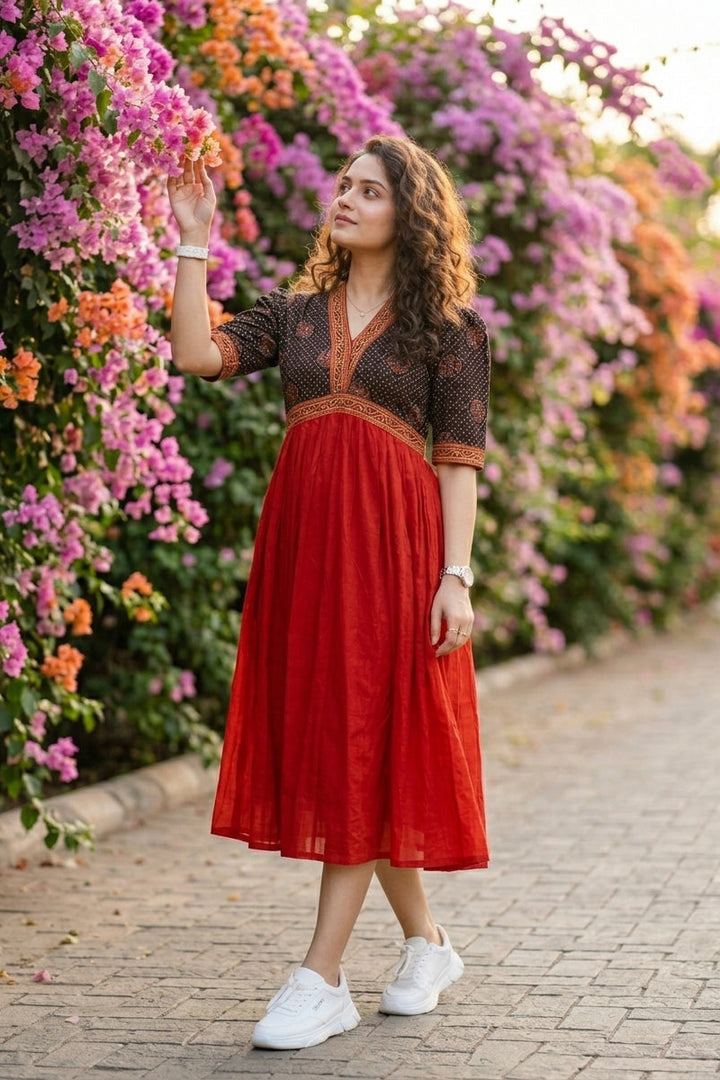Kalpanik Ajrakh-Alia Cut Sustainable Handloom Dress