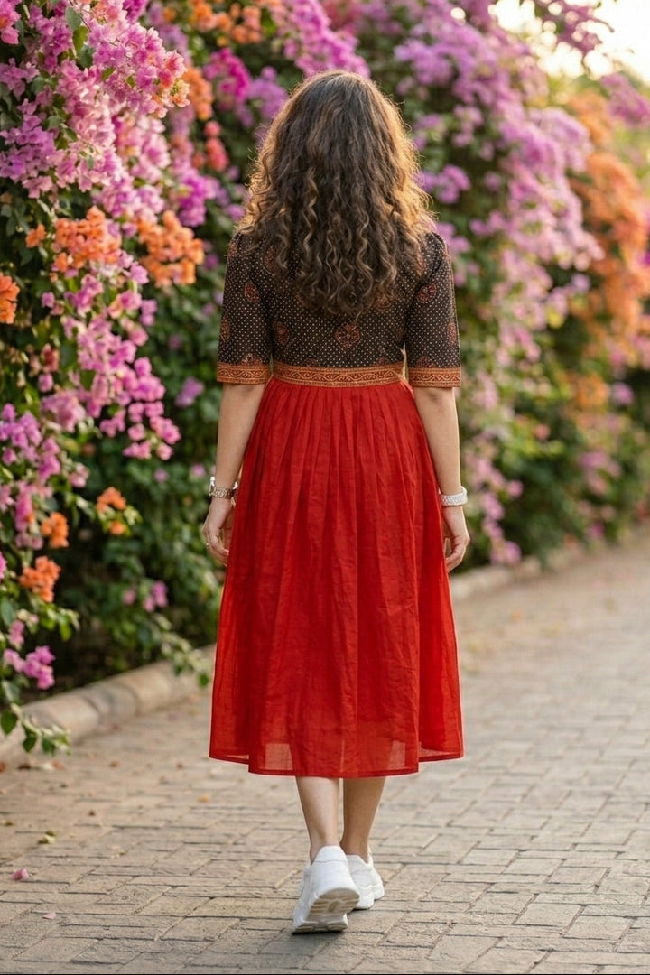 Kalpanik Ajrakh-Alia Cut Sustainable Handloom Dress