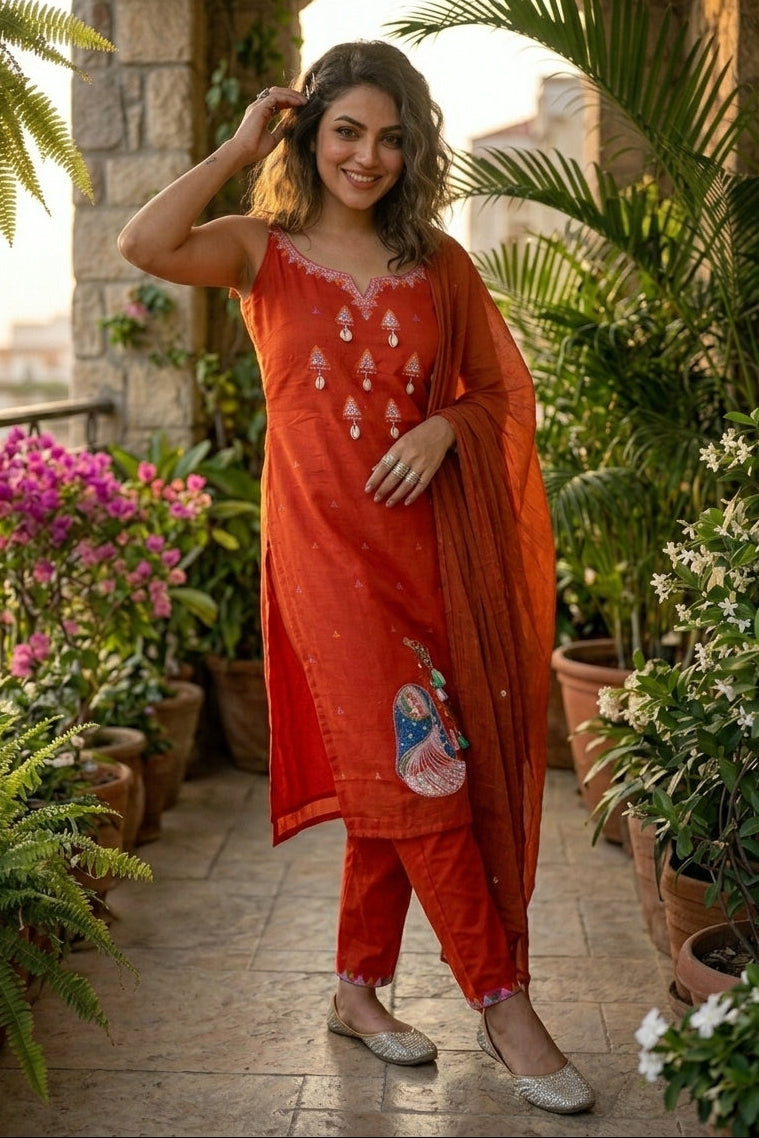Queenly Aura - New Stylish Cotton Kurti Set