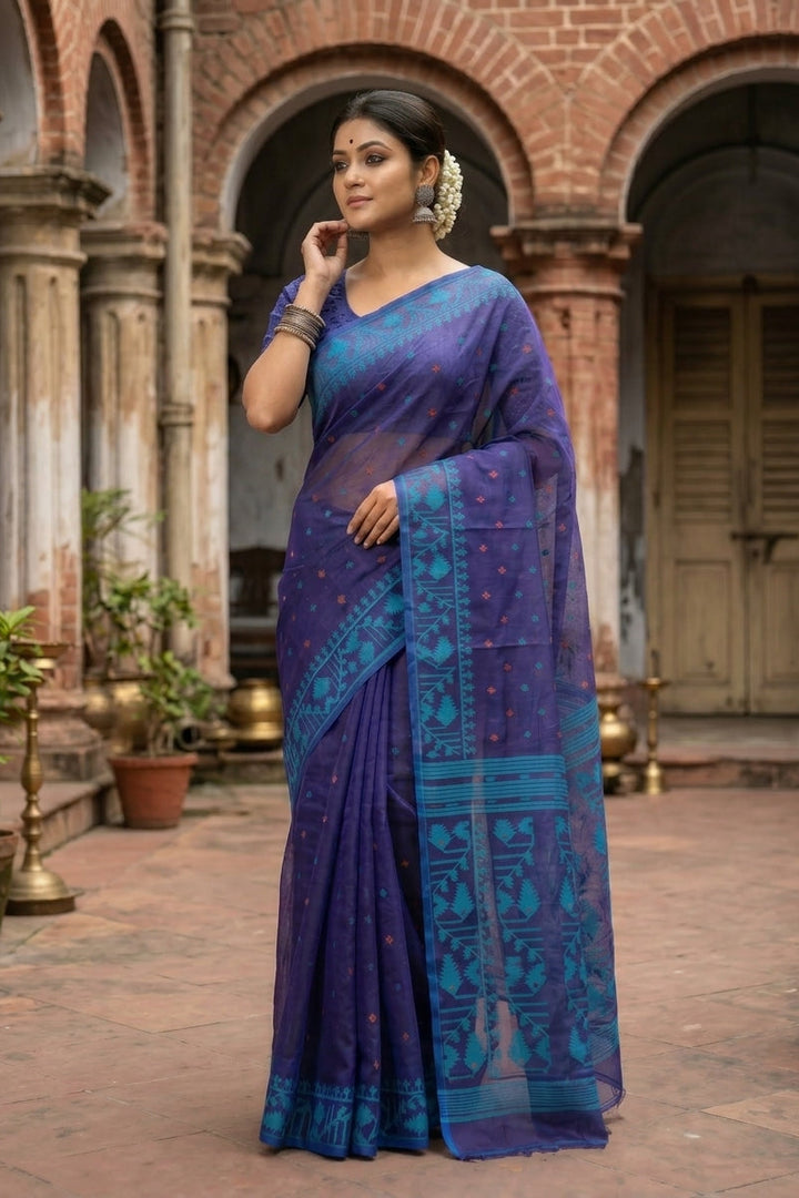 Ektu Bikel Karat Dhakai Jamdani Saree