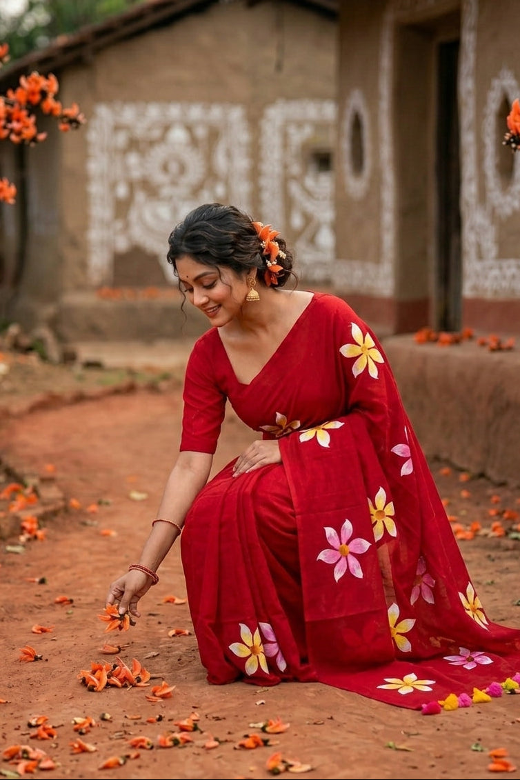 Kanak Pushpo Mul Cotton Saree