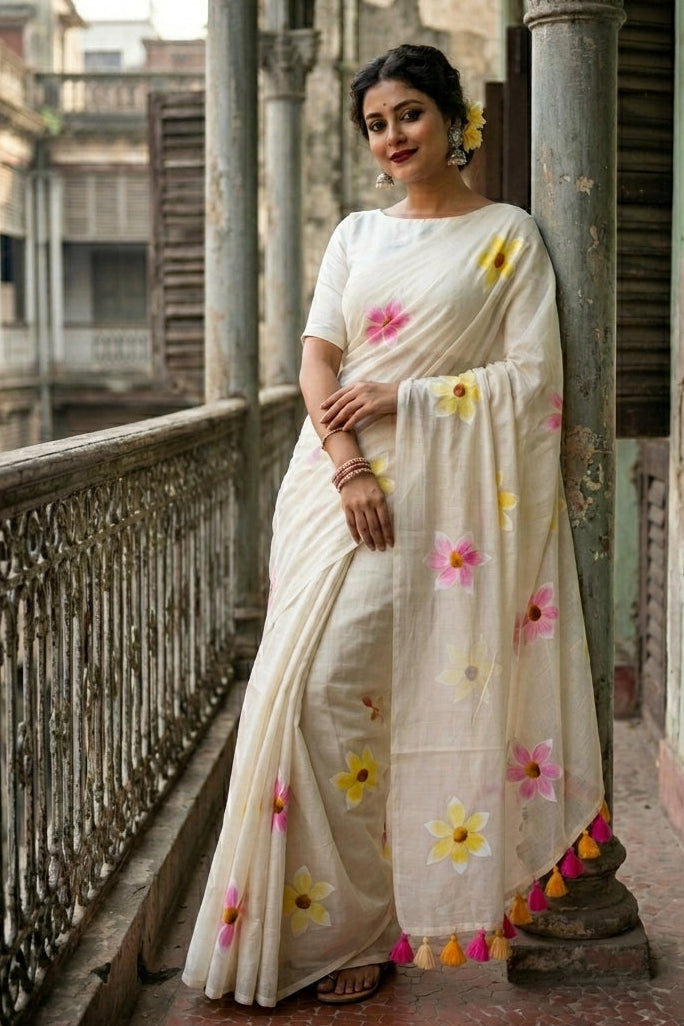 Kanak Pushpo Mul Cotton Saree