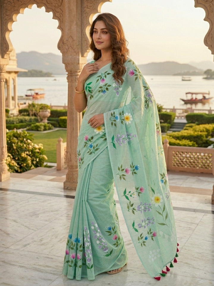 Wildflower Whisper Mul Cotton Saree