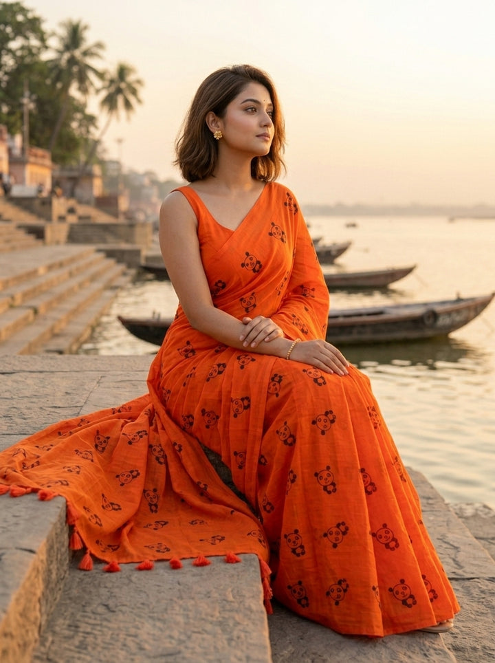 Little Panda Tale Mul Cotton Saree
