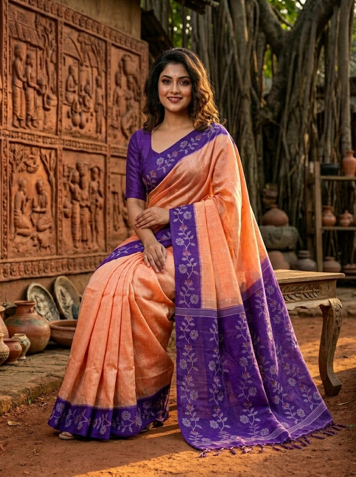 Purabi Prabha Gachi Tussar Banarashi  Saree