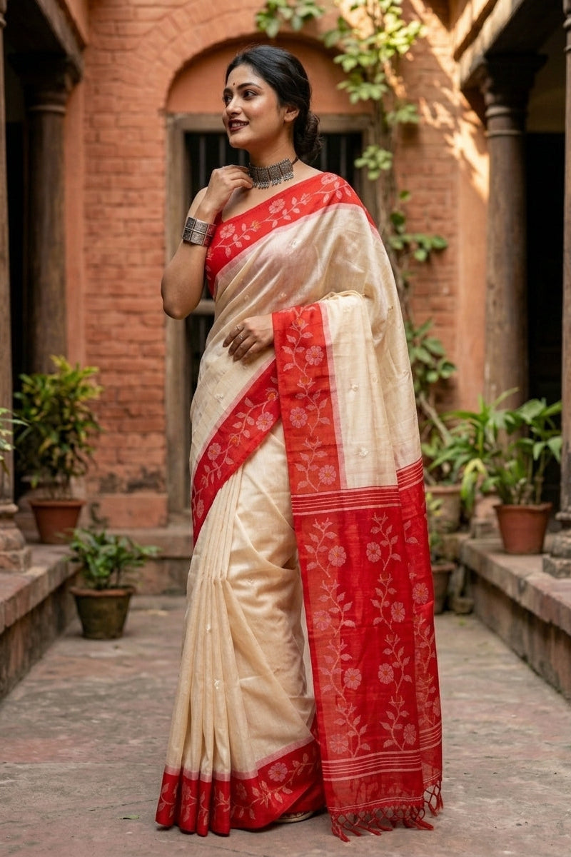 Purabi Prabha Gachi Tussar Banarashi  Saree