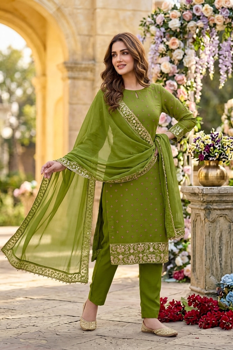 Lucky Charm Georgette Silk Kurti Set