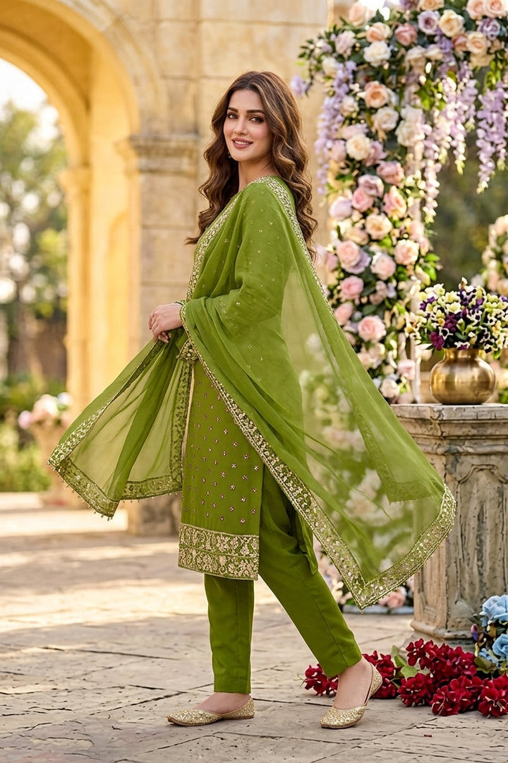 Lucky Charm Georgette Silk Kurti Set