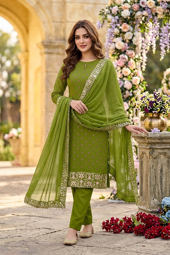 Lucky Charm Georgette Silk Kurti Set