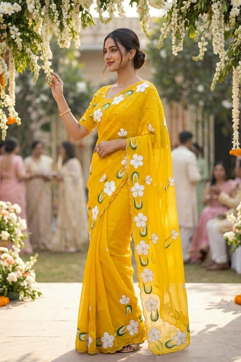 Ray of Sunshine Fancy Chiffon Silk Saree